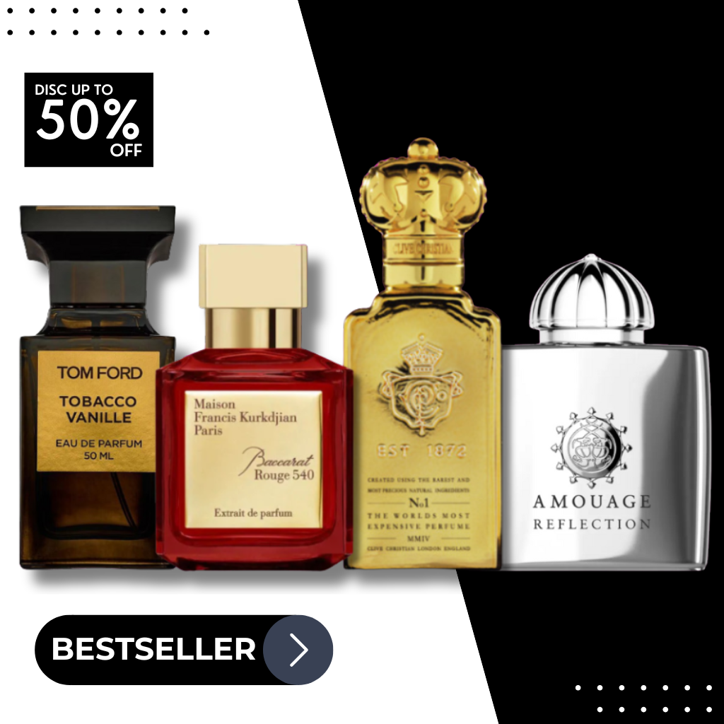 Set 4 Perfumes Baccarat Rouge 540 + Tom Ford Tobacco Vanille + Amouage Reflection + Clive Christian No. 1 – 100ML