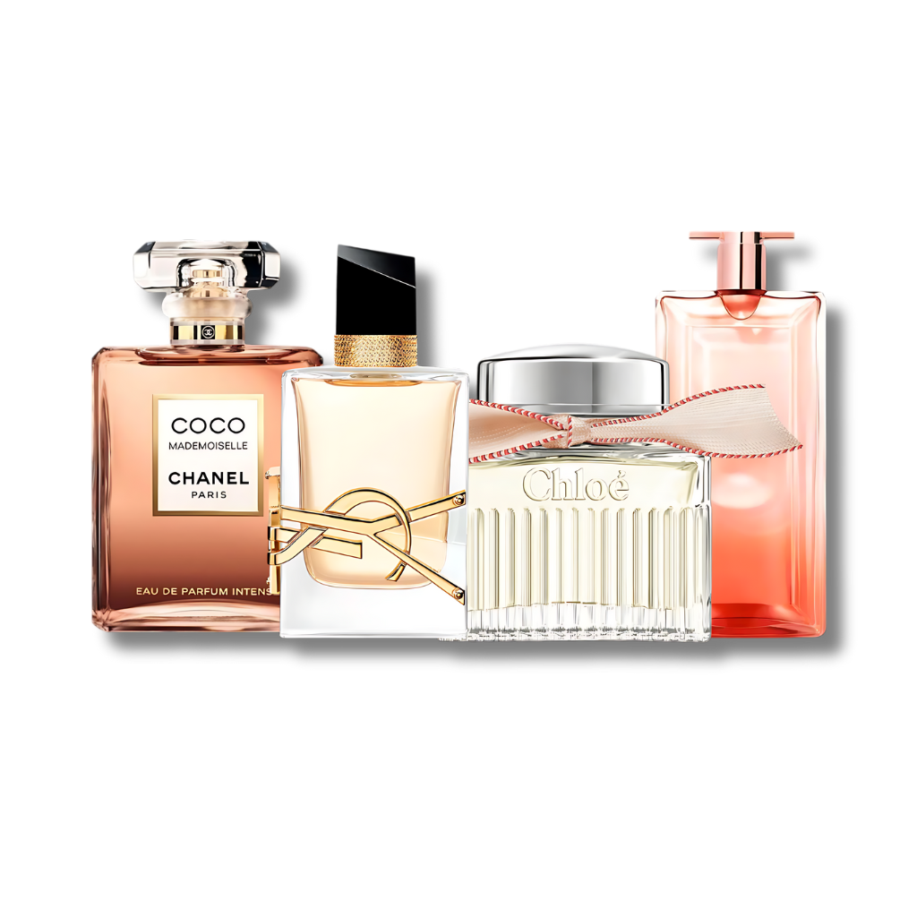 Set 4 Perfumes Coco Mademoiselle Chanel, Libre Yves Saint Laurent, Chloé Signature & Lâncome Idôle 100ml