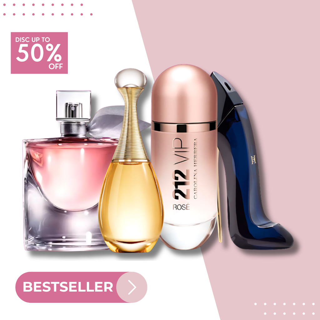 Set 4 Perfumes J’adore + 212 VIP Rosé + La Vie Est Belle + Good Girl 100ml