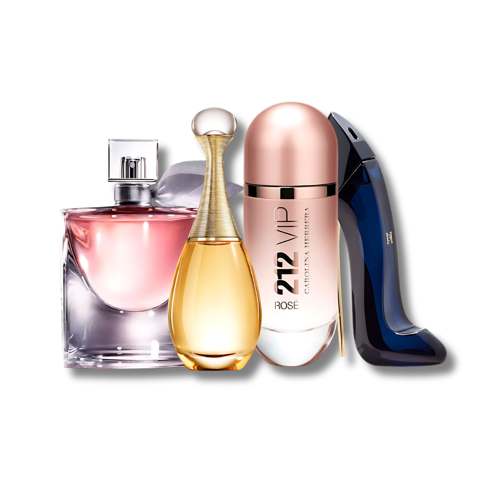 Set 4 Perfumes Jadore, 212 VIP Rosé, La Vie est Belle & Good Girl 100ml
